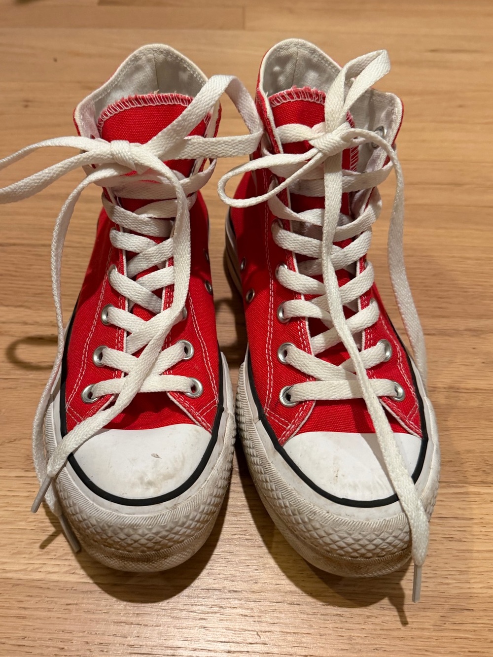 Converse Red High-Top Kids Sneakers with White Laces